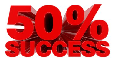 % 50 Başarı sözcüğü beyaz arkaplan 3d oluşturma