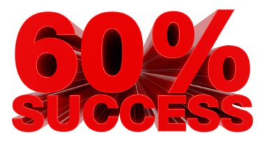 Beyaz arkaplanda% 60 Başarı sözcüğü 3d oluşturma