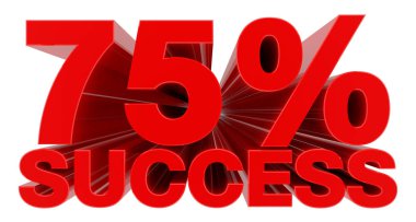 % 75 Başarı sözcüğü beyaz arkaplan 3d oluşturma