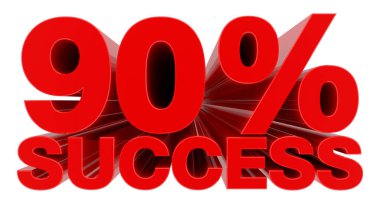 % 90 Başarı sözcüğü beyaz arkaplan 3d oluşturma