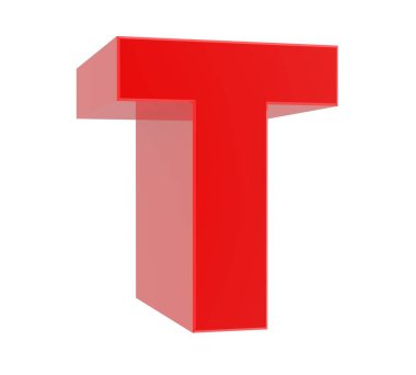 Beyaz arkaplanda 3d kırmızı harf T koleksiyonu