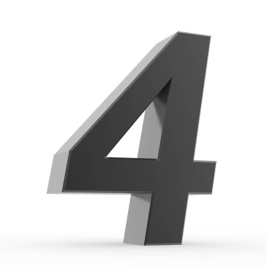 Beyaz arkaplan illüstrasyonunda 4 numaralı siyah koleksiyon