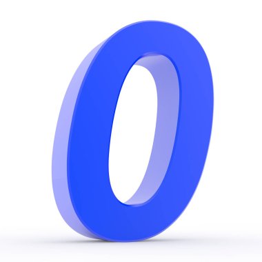 Beyaz arkaplan resimleme 3d üzerinde 0 numaralı mavi koleksiyon