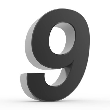 Beyaz arkaplan illüstrasyonunda 9 numaralı siyah koleksiyon