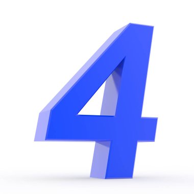 Beyaz arkaplan illüstrasyonunda 4 numaralı mavi koleksiyon