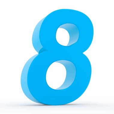 Beyaz arkaplan illüstrasyonunda 8 numaralı mavi koleksiyon