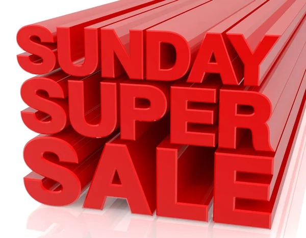 星期日超级销售字3D在白色背景渲染 — 图库照片