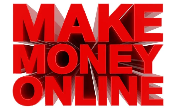 Fare soldi on line parola rossa su sfondo bianco rendering 3d — Foto Stock