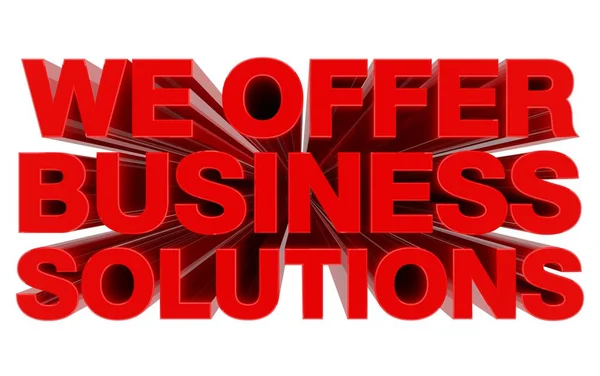 OFFERTA SOLUZIONI BUSINESS parola rossa su sfondo bianco rendering 3d — Foto Stock