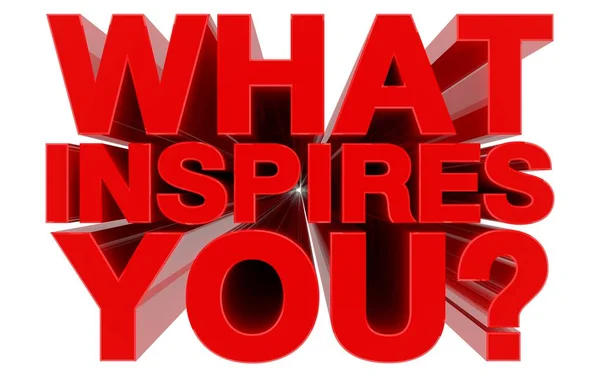 Co tě inspiruje? červené slovo na bílém pozadí 3D vykreslování — Stock fotografie