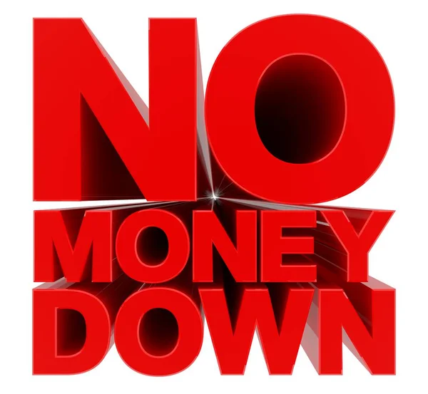 NESSUN MONEY down parola su sfondo bianco rendering 3d — Foto Stock