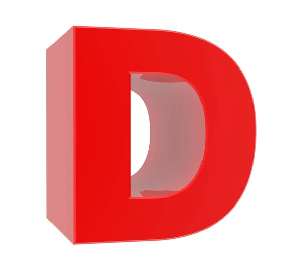 3D红色字母D白色背景的集合 — 图库照片