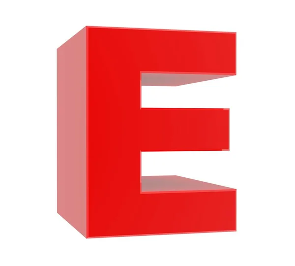 3D红色字母E白色背景的集合 — 图库照片