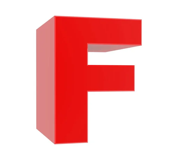 3d piros betű F gyűjtemény fehér háttér — Stock Fotó