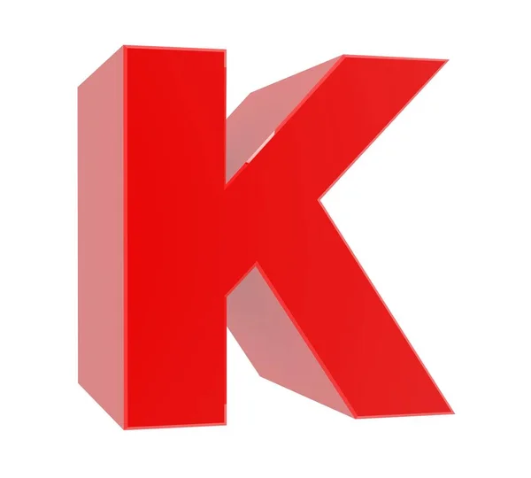 3D röd bokstav K samling på vit bakgrund — Stockfoto