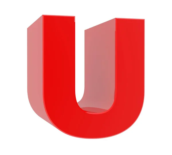 3D червона літера U колекція на білому тлі — стокове фото