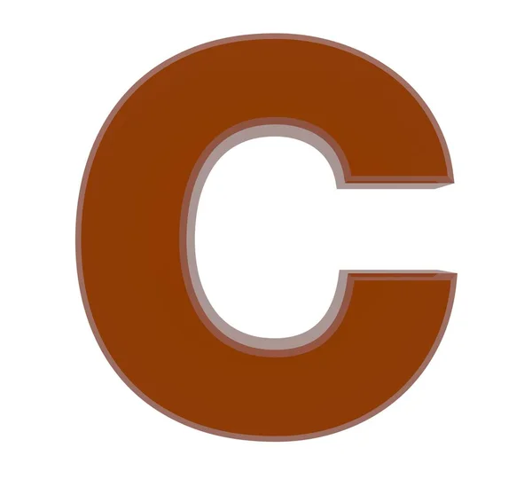 3d白色背景的褐色字母C集合 — 图库照片