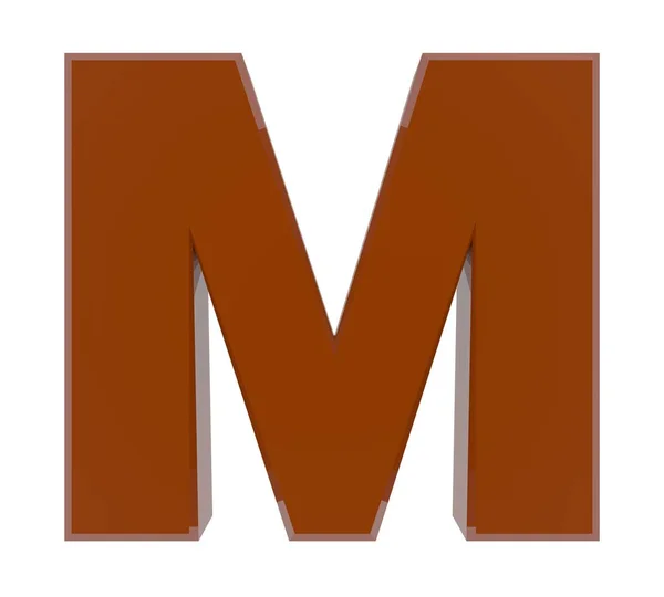 3d coklat huruf M koleksi di latar belakang putih — Stok Foto