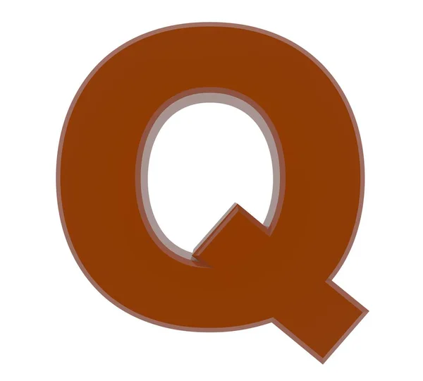 3D коричнева літера Q колекція на білому тлі — стокове фото