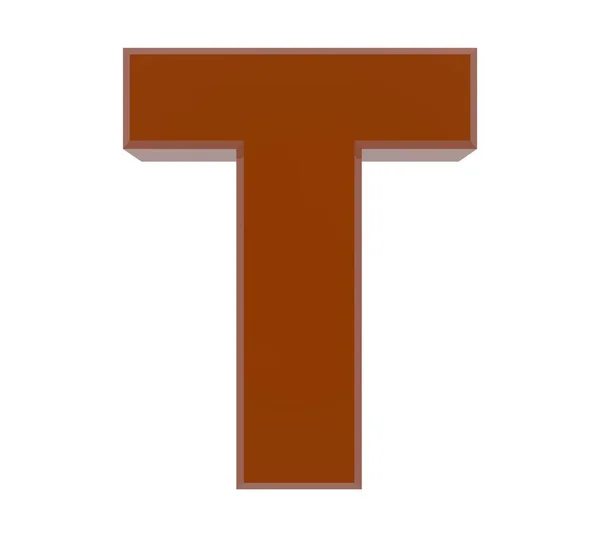 3d brown letter T collection on white background — 스톡 사진