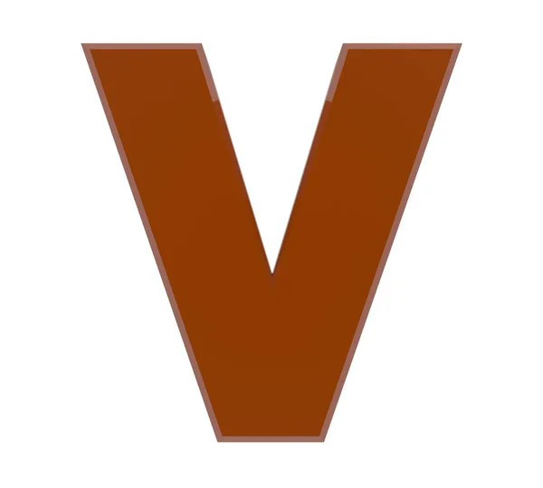 3d коричнева літера V колекція на білому тлі — стокове фото