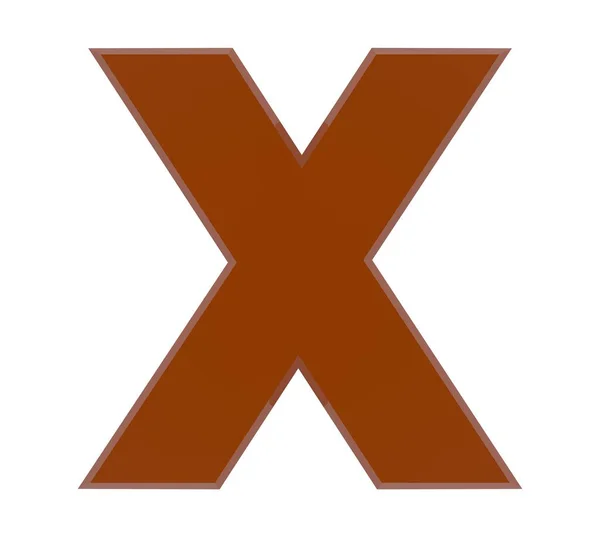 3d bruine letter X collectie op witte achtergrond — Stockfoto