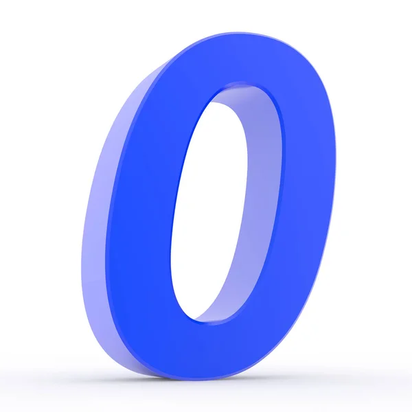 Numero 0 collezione blu su sfondo bianco illustrazione rendering 3D — Foto Stock