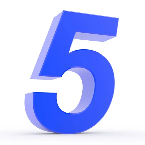 Number 5 blue collection on white background illustration 3D rendering — Stock Photo, Image