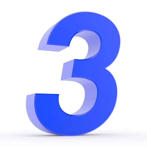 Number 3 blue collection on white background illustration 3D rendering — 스톡 사진