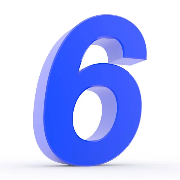 Number 6 blue collection on white background illustration 3D rendering — Stock Photo, Image