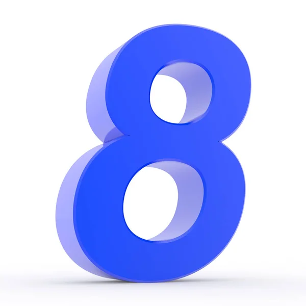 Numero 8 collezione blu su sfondo bianco illustrazione rendering 3D — Foto Stock
