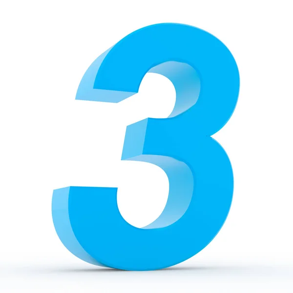 Numărul 3 colecție albastră pe fundal alb ilustrare redare 3D — Fotografie, imagine de stoc