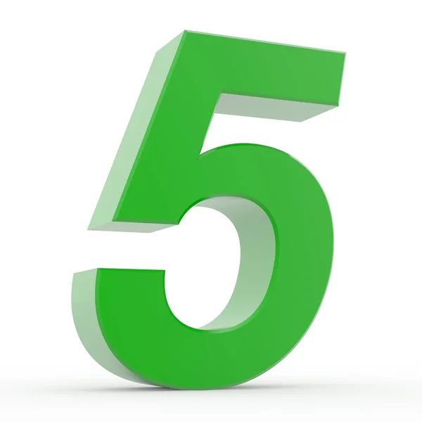 Number 5 green collection on white background illustration 3D rendering — Stock Photo, Image