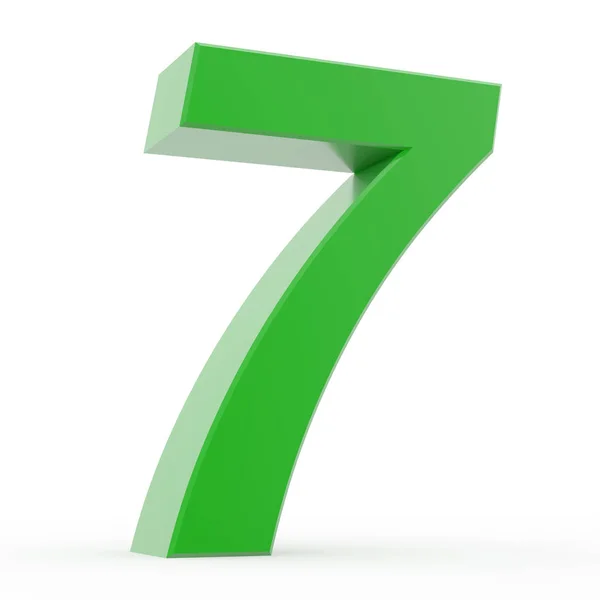 Number 7 green collection on white background illustration 3D rendering — Stock Photo, Image