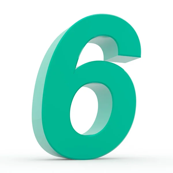 Number 6 green collection on white background illustration 3D rendering — Stock Photo, Image