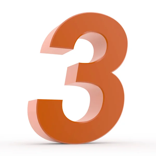 Number 3 orange collection on white background illustration 3D rendering — 스톡 사진