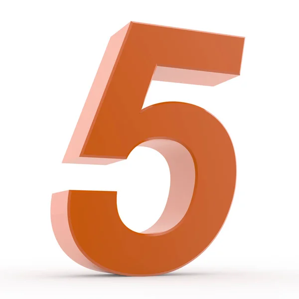 Number 5 orange collection on white background illustration 3D rendering — Stock Photo, Image