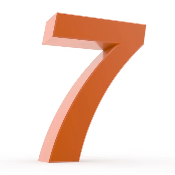 Nummer 7 oranje collectie op witte achtergrond illustratie 3d rendering — Stockfoto