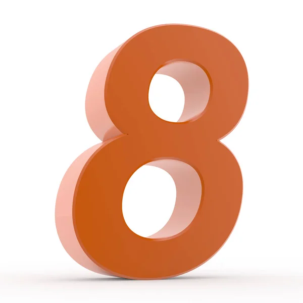 Número 8 coleção laranja sobre fundo branco ilustração 3D renderização — Fotografia de Stock