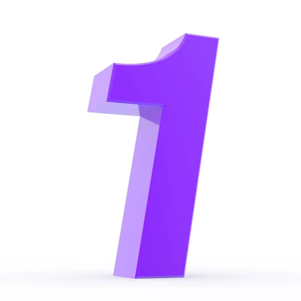 Number 1 purple collection on white background illustration 3D rendering — Stock Photo, Image