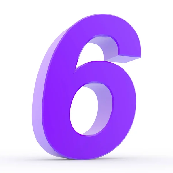 Koleksi ungu nomor 6 pada ilustrasi latar belakang putih 3D — Stok Foto