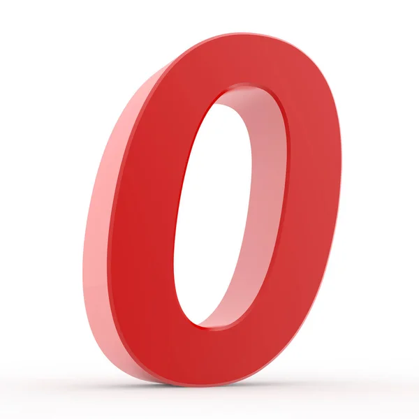 Numero 0 collezione rossa su sfondo bianco illustrazione rendering 3D — Foto Stock