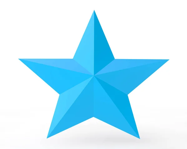 3D голубая звезда на белом фоне — стоковое фото