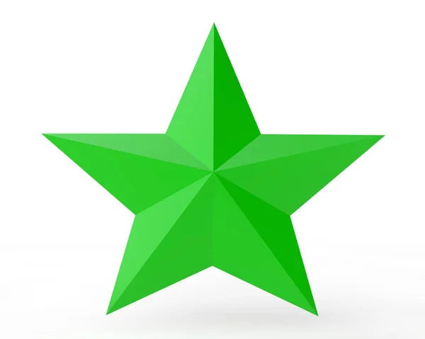 3D зеленая звезда на белом фоне — стоковое фото