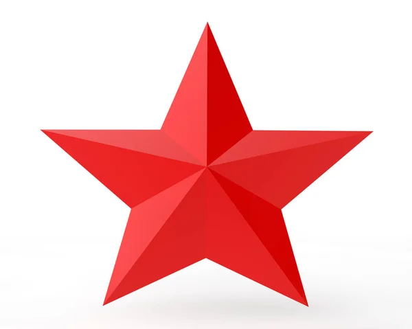 Трехмерная красная звезда на белом фоне — стоковое фото