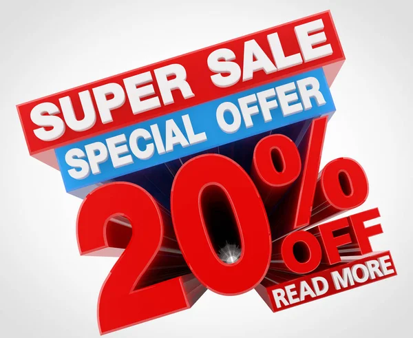 SUPER SALE SPECIAL OFFER 20 % OFF READ MORE word on white background illustration 3D rendering