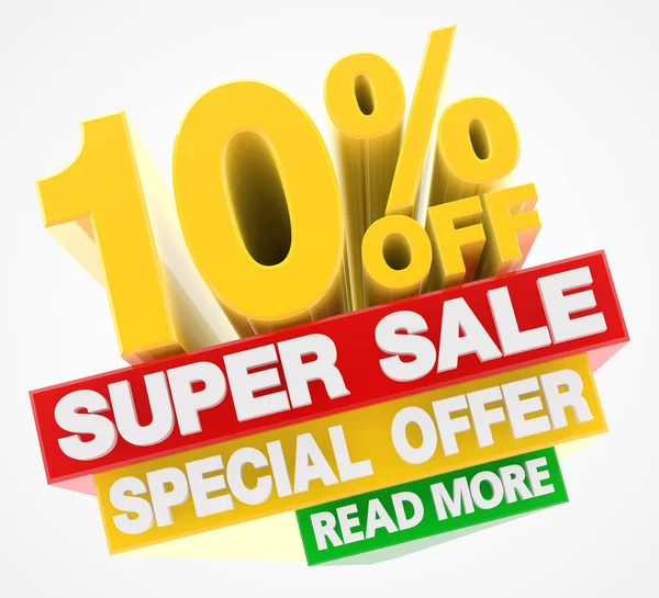 SUPER SALE SPECIAL OFFER 10 % OFF READ MORE word on white background illustration 3D rendering