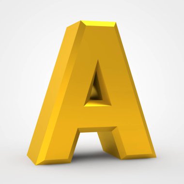 A gold alphabet word on white background illustration 3D rendering