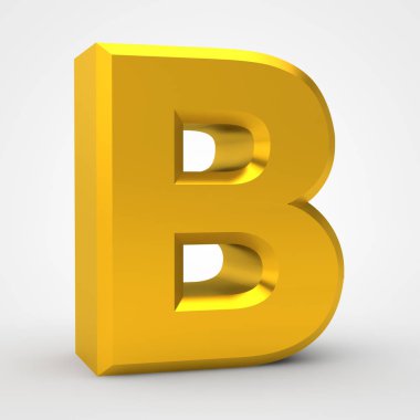 Beyaz arkaplan illüstrasyonunda B altın alfabesi sözcüğü 3D görüntüleme