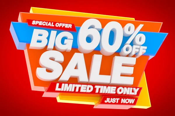 BIG SALE LIMITED TIME Тільки СПЕЦІОНАЛЬНОГО УВАГА 60% ЗАРАЗ слово на червоному тлі ілюстрація 3D рендеринга — стокове фото